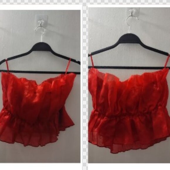 Julia by Love J Red Ruffle Strapless Tube Top - Picture 1 of 3